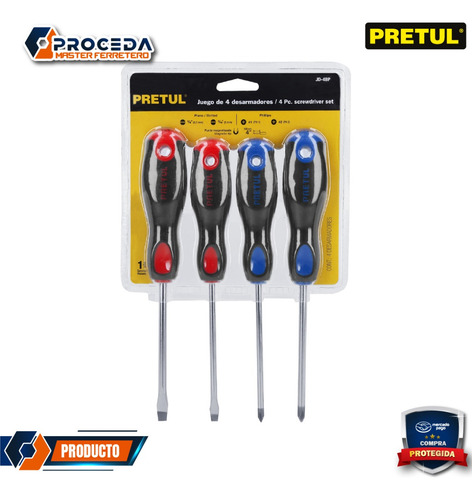 Juego De 4 Desarmadores Mango Comfort Grip 20218