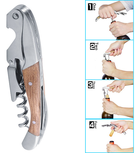 Sacacorchos Profesional De Madera Multifuncional Conveniente