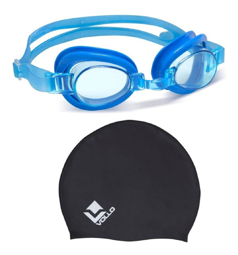 Óculos De Natação Junior Classic Azul Vollo+touca De Natação
