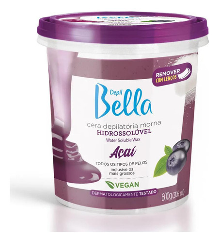 Cera Hidrossolúvel Depil Bella 600g Açaí