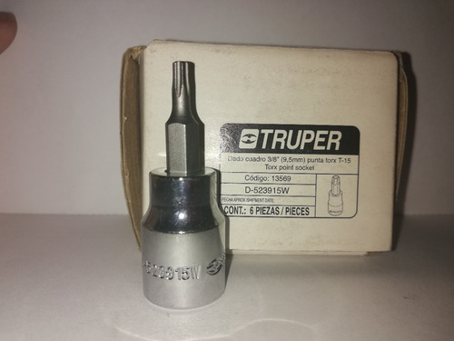 Dado Torx T-15 Cuadrante 3/8 Truper Cod 13569