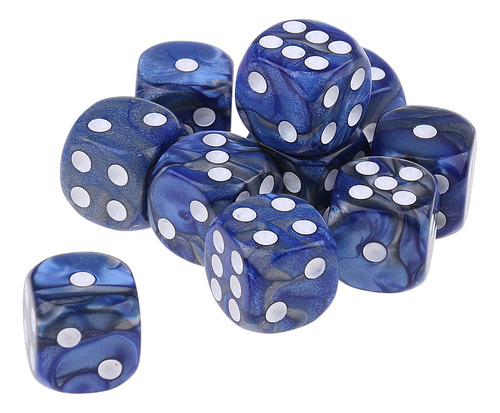 D6 Dados De Seis Caras De Puntos Esquina Plata Azul 16mm