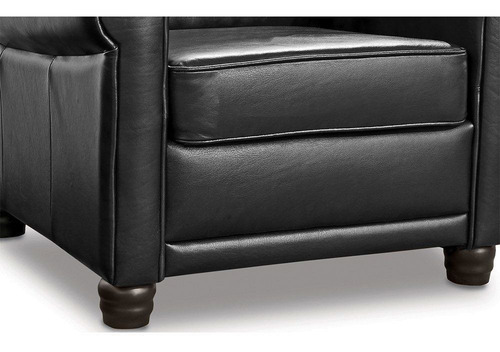 Poltrona Leeds Pés De Madeira Couro Preto - Gran Belo