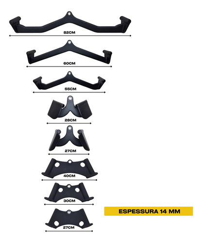 Kit 8 Puxadores Anatômicos Emborrachados Para Musculação