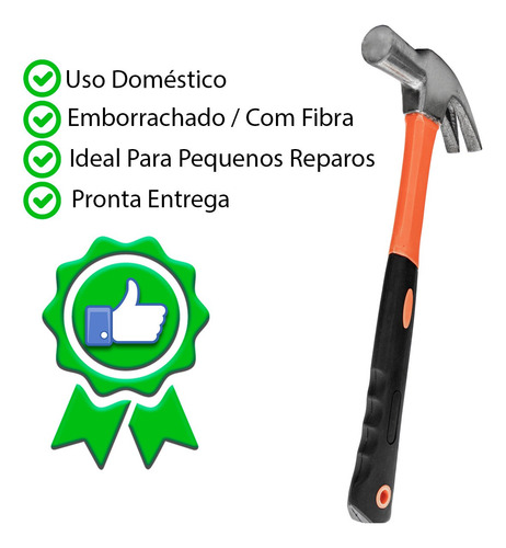 Imagem 2 de 7 de Martelo Unha 27mm Cabo De Fibra Ergonômico Profissional