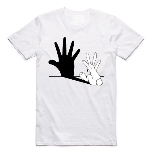 Playera T-shirt Conejo Sombra Manos Arte Cool