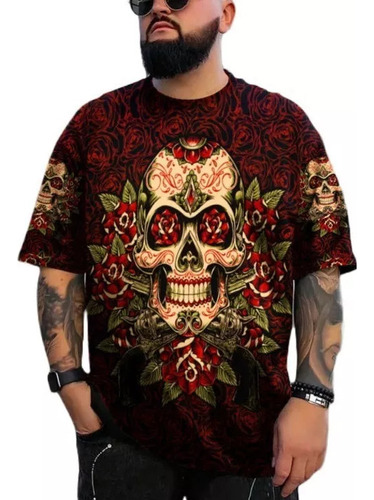 Playera Con Estampado 3d De Cráneo De Mandala Floral Tl27