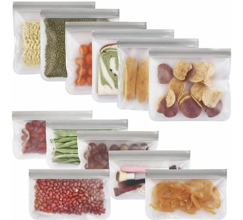 12 Pcs Bolsas De Silicona Reutilizables Para Alimentos