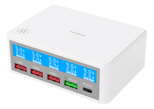 Pantalla Lcd Qc3.0 Usb De MĂșltiples Estaciones De Carga De 6