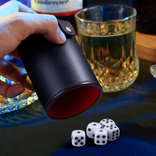 Gwhole Juego De Dados De Cuero Con Tapa Y Bandeja