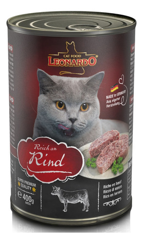 Alimento Leonardo Para Gato Adulto Sabor Vacuno Lata De 400g