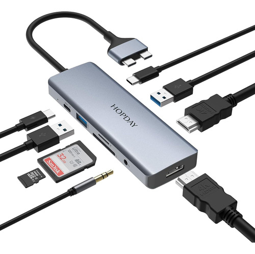 Concentrador Usb C 9 2, Adaptador Multipuerto Macbook P...