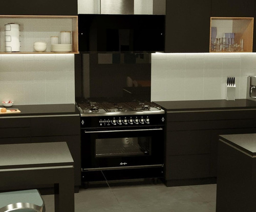 Imagen 5 de 10 de Cocina Negro Luxor Gas Country 900 6 Hornallas Multigas