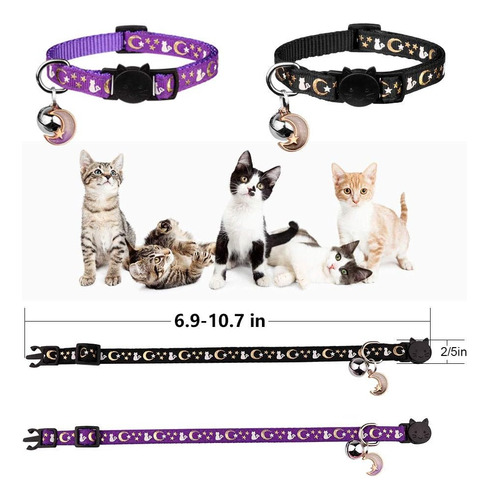 Bonito Kit De 2 Collares Para Gatos Breakaway Con Estrellas