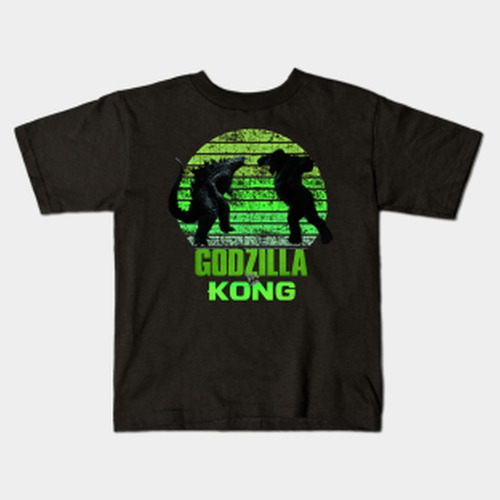 Remera Negra O Blanca Godzilla Vs King Kong Bichos A2 3