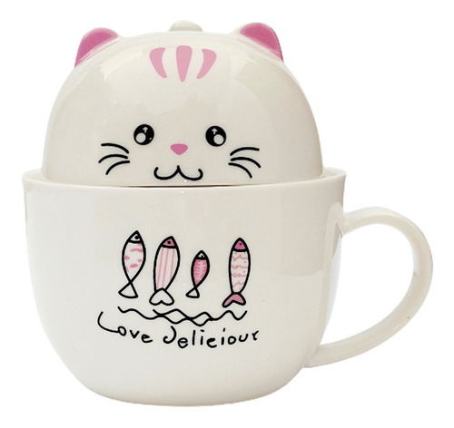 Taza De Gato 2 Pieza En Uno Kawaii