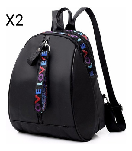 Bolso De Nylon Impermeable Love, Mochila De Mujer. Regalo