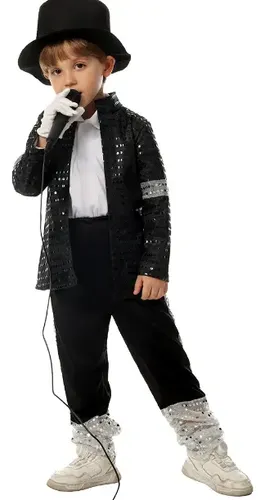 Disfraz De Rey Del Pop Para Niño – Chaqueta Y Pantalón De Lentejuelas Con Sombrero, Gafas Y Guantes, Tallas 5-14 Años