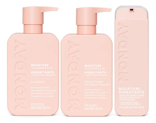 Set Monday Moisture Shampoo Acondicionador Y Leave-in