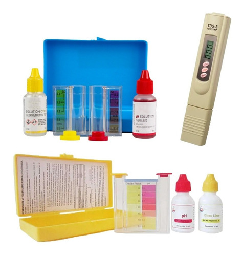 Kit Analizador De Cloro Y Ph Para Agua Y Dureza +pluma Tds