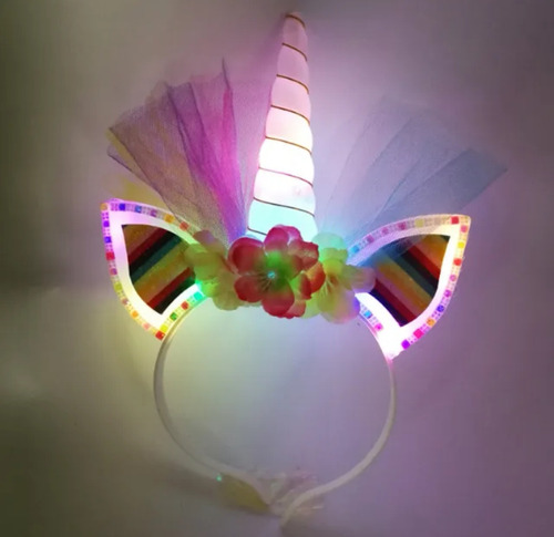 Cintillo Unicornio Con Luces Led Cintillo Damas Niñas 