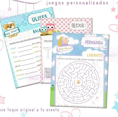 Kit Juegos Baby Shower Personalizados Imprimibles Mercado Libre