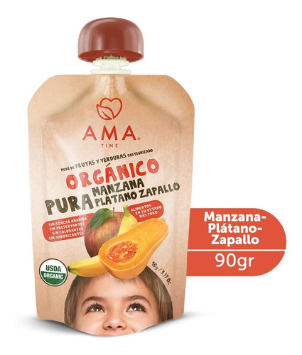 Ama Puré/compota Manzana Plátano Zapallo Orgánico 90g