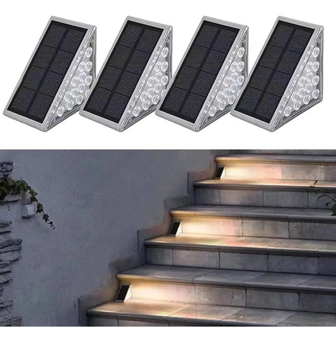 Pack De 4 Luces Solares Triangulares Para Exterior Con Panel