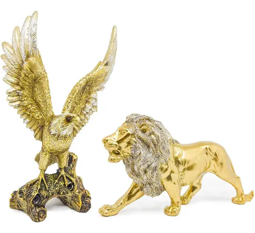 comprar Kit Águia Decorativa + Leão Enfeite Rack Mesa Sala Nicho Top