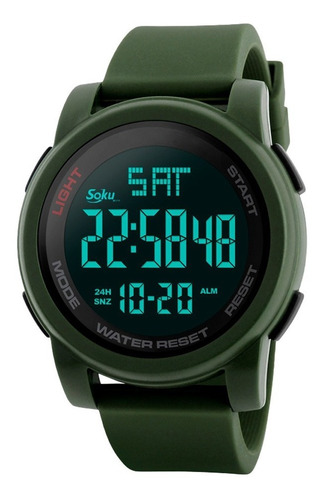 Reloj Digital Deportivo Dual Cronometro Sumergible Sk Color del bisel Verde