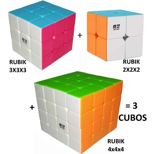 Pack X 3 Cubos Rubik Qiyi 2x2x2 3x3x3 4x4x4 - 2x2 3x3 4x4