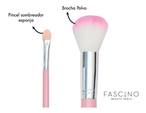 Imagen 3 de 7 de Set 7 Brochas Y Pinceles Make Up Crueltyfree+neceser Fascino