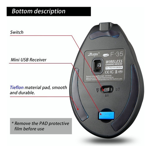 A Mouse Vertical Ergonômico Recarregável F-35 Sem Fio