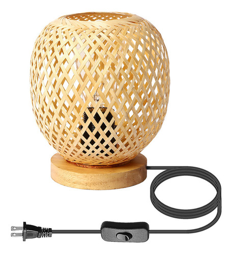 Bamboo Rattan Table Lamp Bedside Ambient Lighting