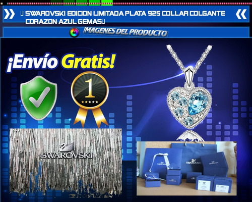 Swarovski Edicion Limitada Plata 925 Corazon Azul Gemas