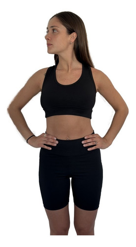 Imagen 1 de 5 de Conjunto Calza Ciclista Biker + Top Fitness