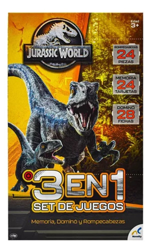Jurassic World 3 En 1 Set De Juegos Rompecabezas Memoria