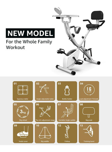 Bicicleta Estática Plegable 5 En 1 Para Ejercicio En Casa White 819