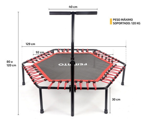 Imagen 3 de 9 de Mini Trampolin Gimnasia Fitness Jumping Minitramp Gym 1 M Color Rojo