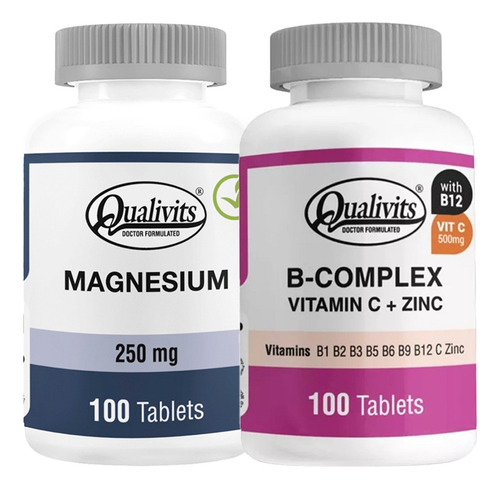 Magnesio 250 Mg + B Complex + Zinc + Vitamina B12 Qualivits Sabor Sin Sabor