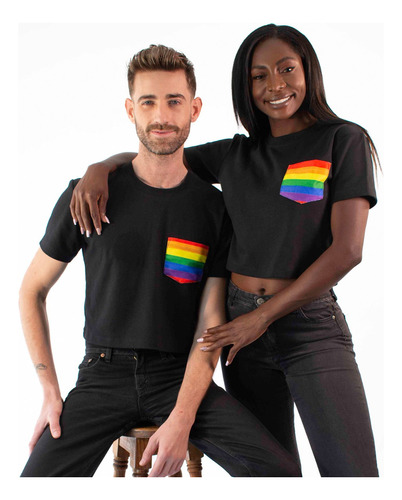 Crop Top Negro Pride. Unisex