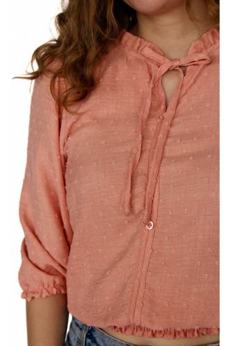 Blusa Dama Manga Larga C/ Detalle En Mangas Y Cuello