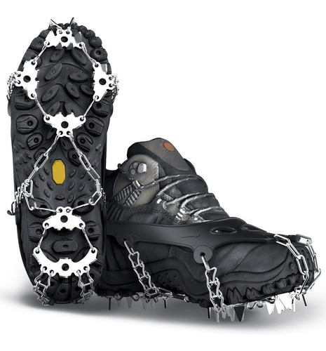 Crampones Para Botas De Nieve, 24 Puntas. Talla Xl - Negro.