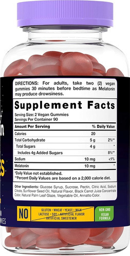 Melatonina 180 Gomitas 10mg Premium Insomnio Eg M43 Sabor Berry Carlyle