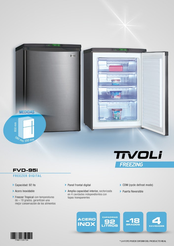 Freezer Vertical 95 Lts Tivoli Fvd-95i Digital 4 Estrellas
