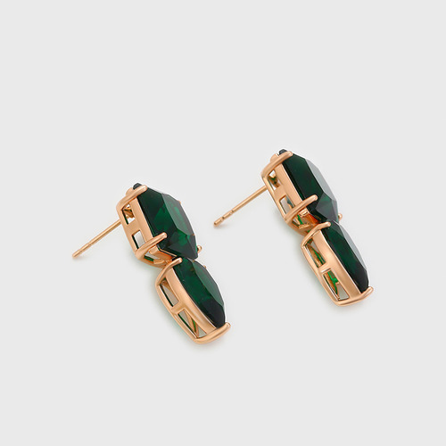 Modernos Aretes Para Dama C/ Swarovski Esmeralda Oro 18k Lam