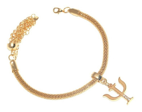 Pulseira Berloques Psicologia Psicologa Folheado A Ouro 18k. Comprimento 18 Diâmetro 18 Cm