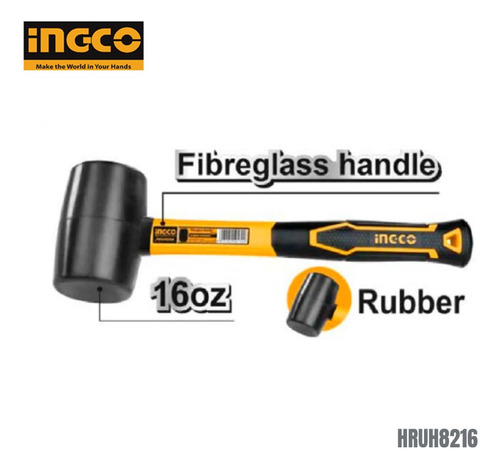 Martillo Maso De Goma 220gr Ingco Hruh8208 -smf