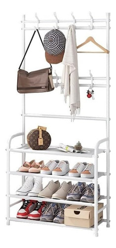 Perchero Rack Closet Ropero Zapatera Organizador Portátil Color Blanco