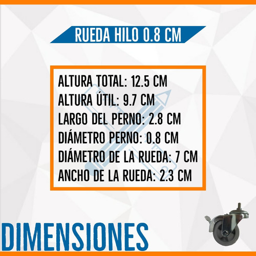 Imagen 2 de 5 de Rueda Para Cama Con Hilo 0.8 Cm Cic